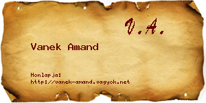 Vanek Amand névjegykártya